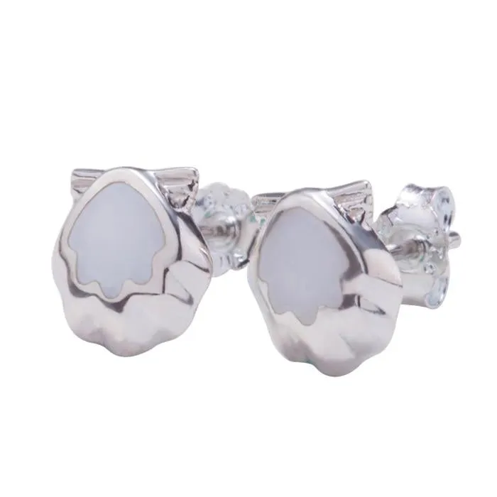Sterling Silver Sunrise Shell with Mother-of-Pearl Inlay Post Earrings