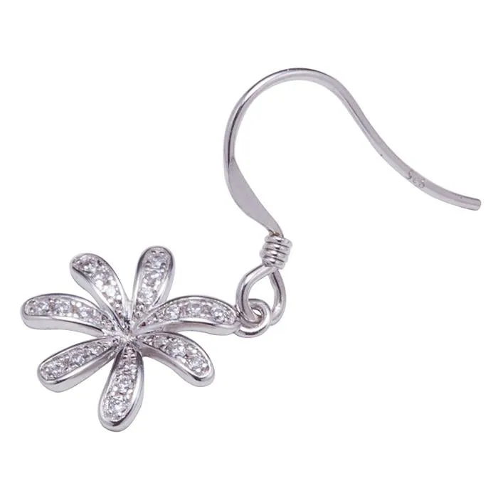 Sterling Silver Tiare Pave CZ Hook Earrings