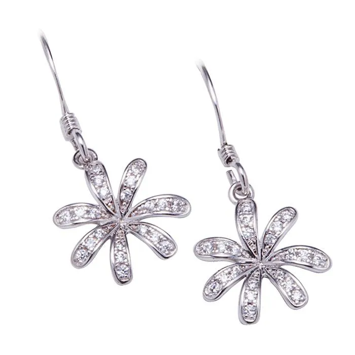 Sterling Silver Tiare Pave CZ Hook Earrings