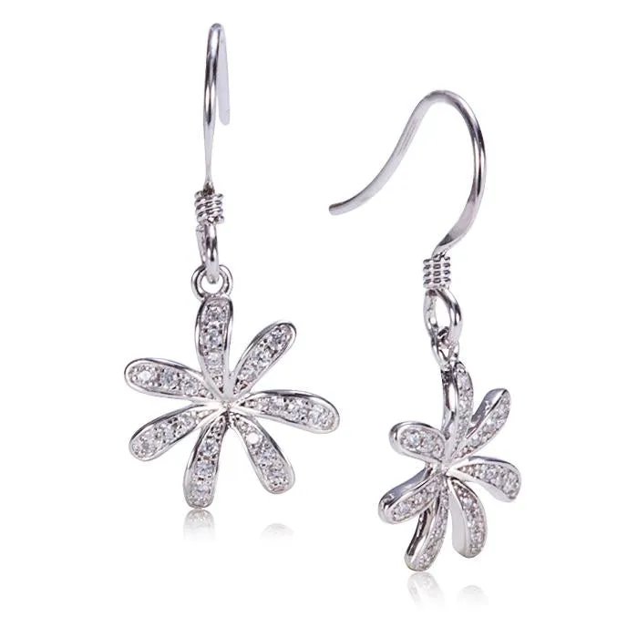 Sterling Silver Tiare Pave CZ Hook Earrings