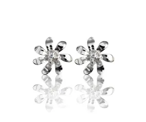 Sterling Silver Tiare with CZ Post Earrings