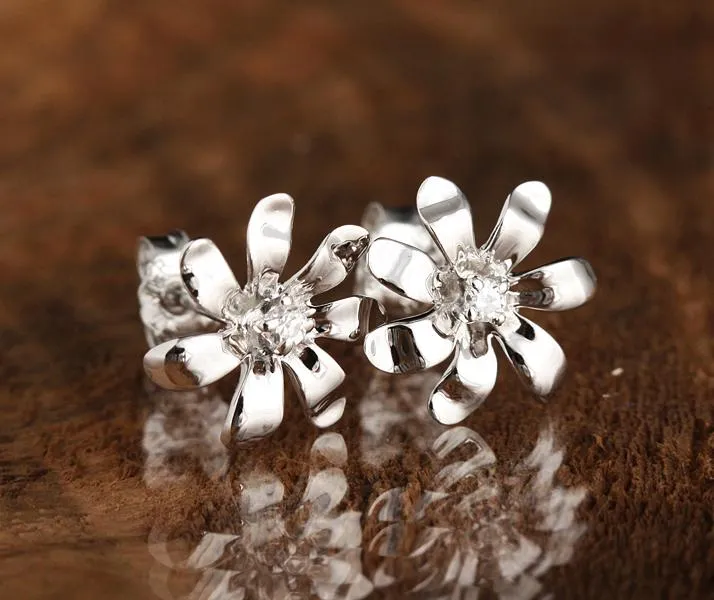 Sterling Silver Tiare with CZ Post Earrings