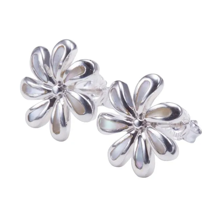 Sterling Silver Tiare with Mother-of-Pearl Inlay Post Earrings
