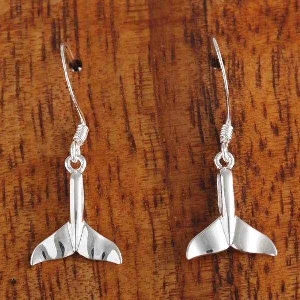 Sterling Silver Whale Tail Hook Earrings