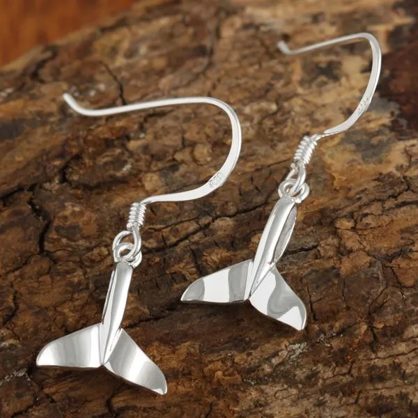 Sterling Silver Whale Tail Hook Earrings