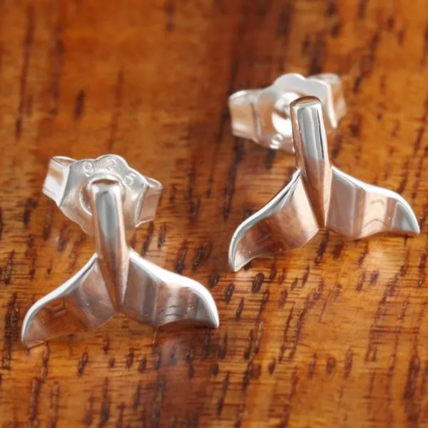 Sterling Silver Whale Tail Post Earrings