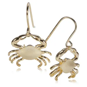 Sterling Silver Yellow Gold Plated Crab Hook Earrings Sandblast Finish