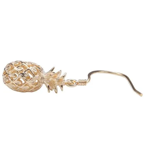 Sterling Silver Yellow Gold Plated Pineapple Hook Earrings