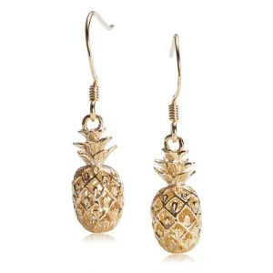 Sterling Silver Yellow Gold Plated Pineapple Hook Earrings