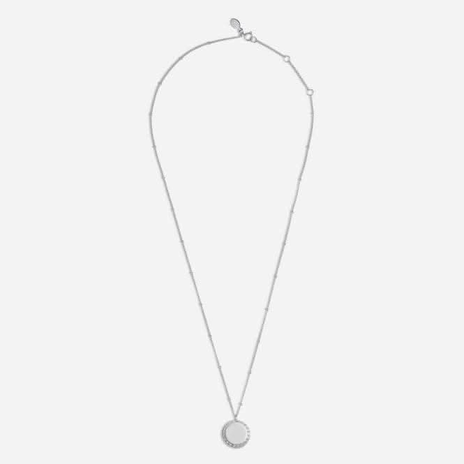 Sterling Silver 21st Birthday Disc Pave 46cm   5cm Necklace JJS0021