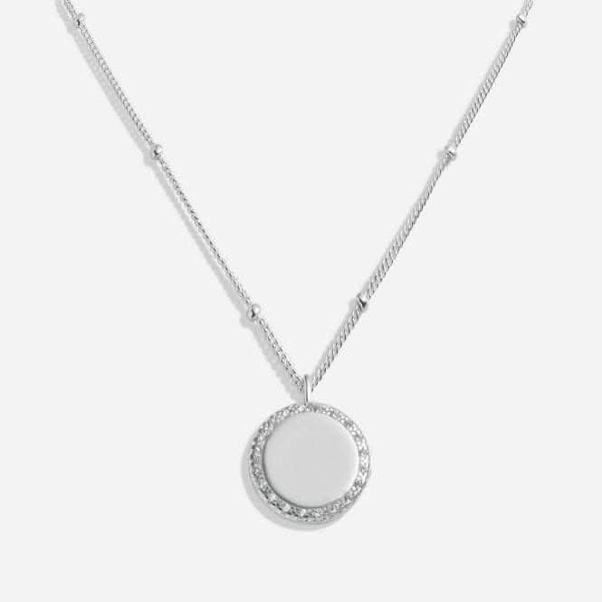 Sterling Silver 21st Birthday Disc Pave 46cm   5cm Necklace JJS0021
