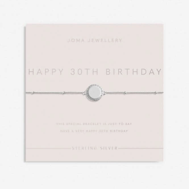 Sterling Silver 30th Birthday Disc Pave 16cm   3cm Bracelet JJS0011