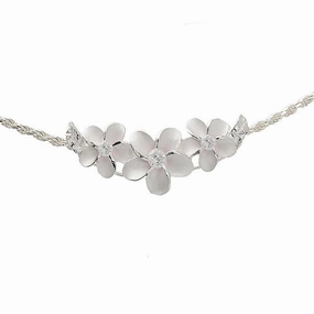 Sterling Silver 3 Plumeria with CZ Slider Pendant (Chain Sold Separately)