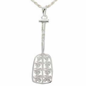 Sterling Silver 8 Plumeria with CZ Paddle Pendant (Chain Sold Separately)