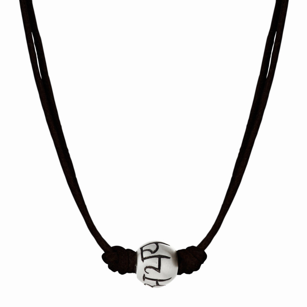 Sterling Silver 'Fearlessness' Bead Necklace on Black Cord