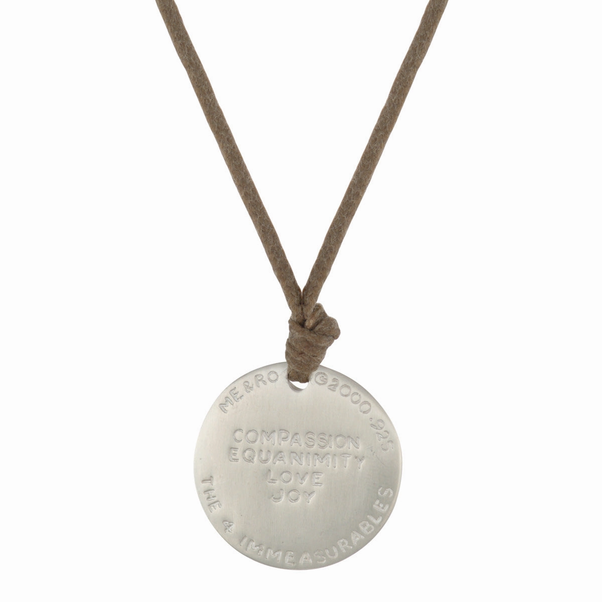 Sterling Silver 'Four Immeasurables' Pendant on Natural Cord