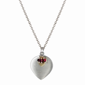 Sterling Silver & 10K Gold Double Lotus Petal with Garnet Beads