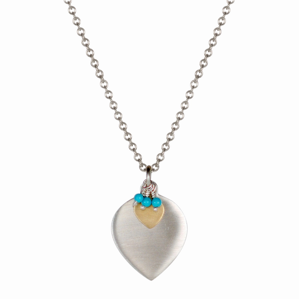 Sterling Silver & 10K Gold Double Lotus Petal with Turquoise Beads