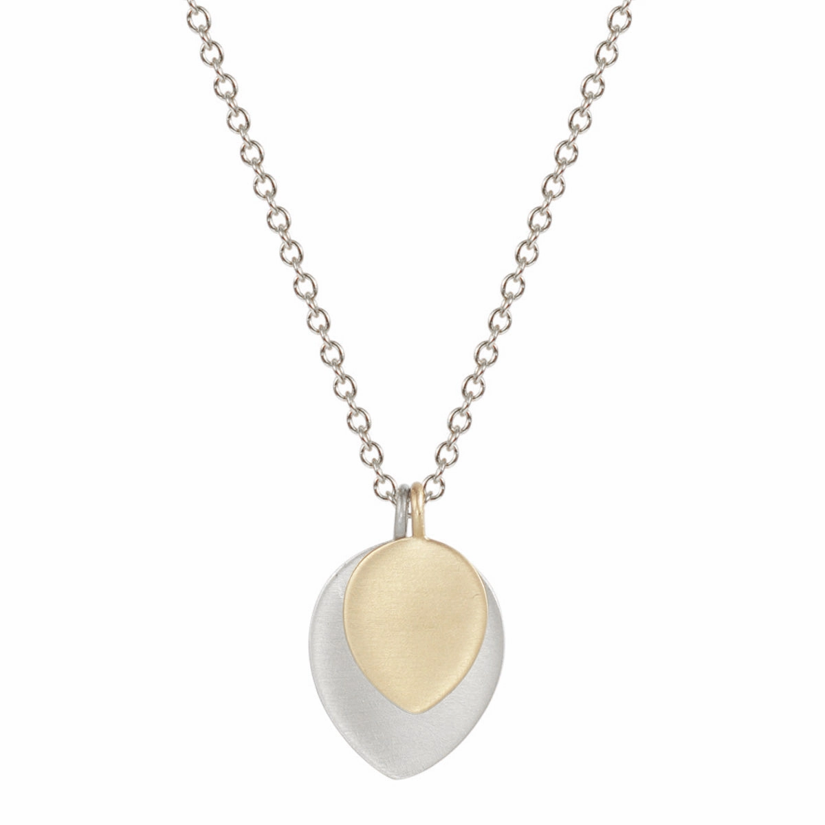 Sterling Silver & 10K Gold Large Double Lotus Petal Pendant