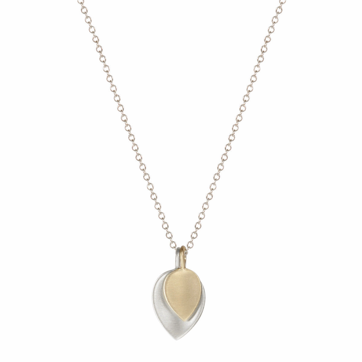 Sterling Silver & 10K Gold Small Double Lotus Petal Pendant