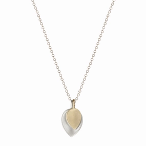 Sterling Silver & 10K Gold Small Double Lotus Petal Pendant