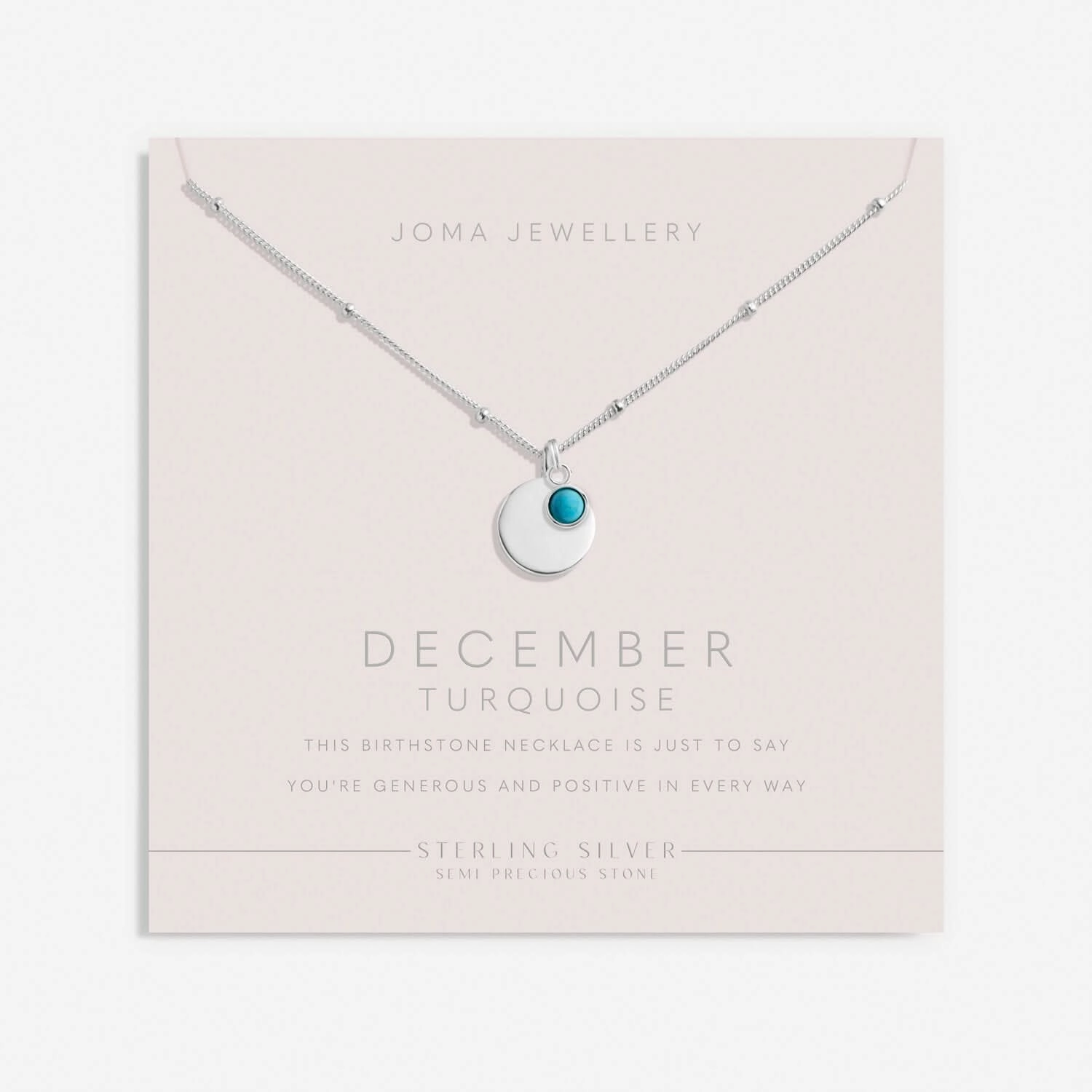 Sterling Silver Birthstone A Little December Necklace JJS0081