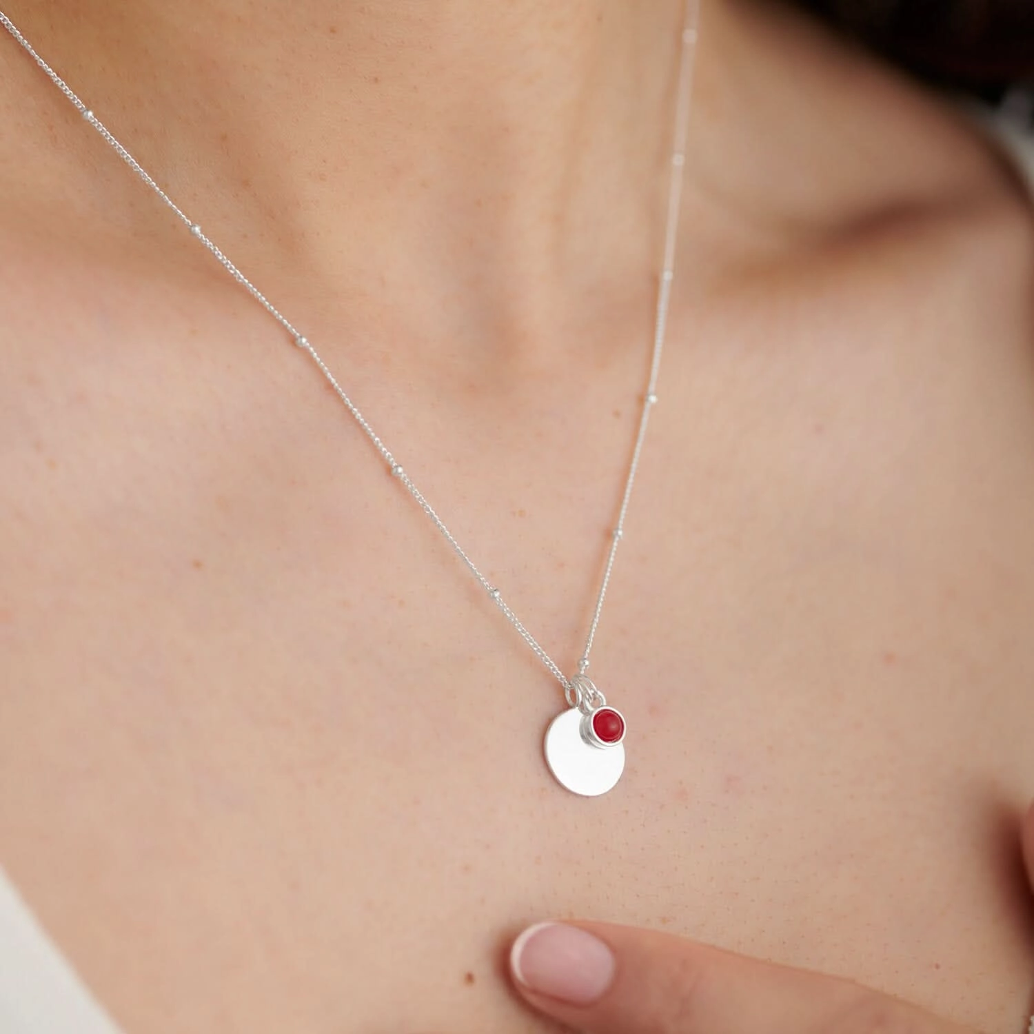 Sterling Silver Birthstone A Little January Necklace JJS0070