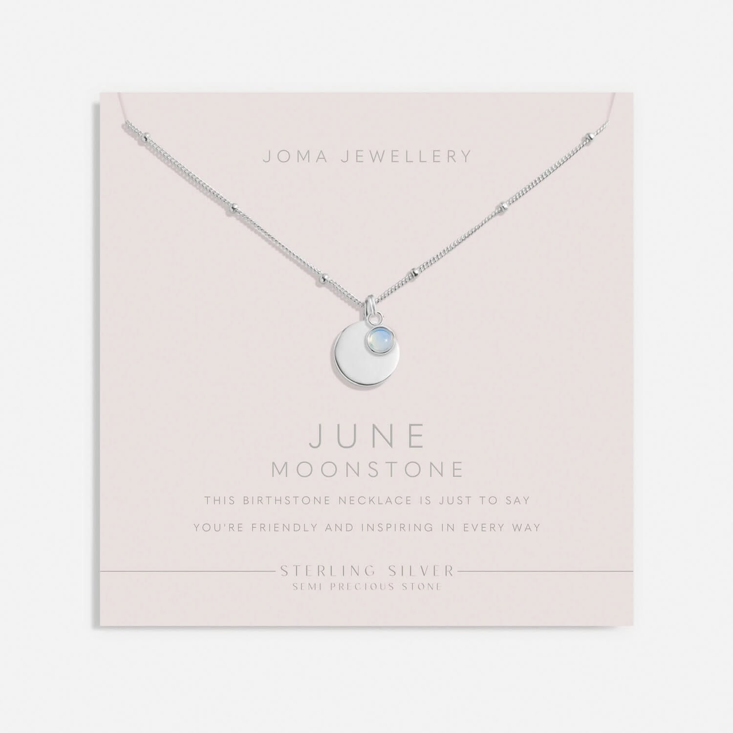 Sterling Silver Birthstone A Little June Necklace JJS0075