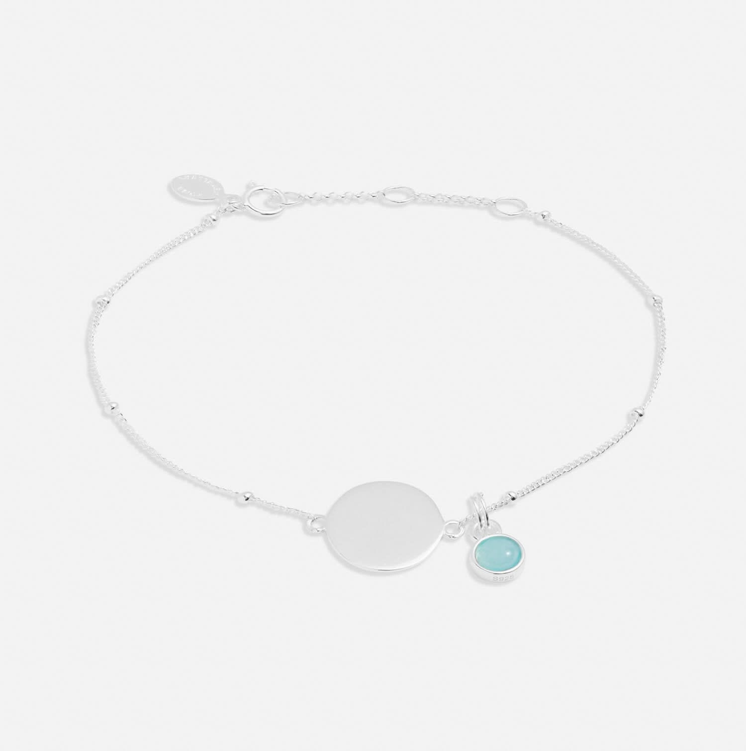 Sterling Silver Birthstone A Little March Bracelet JJS0084