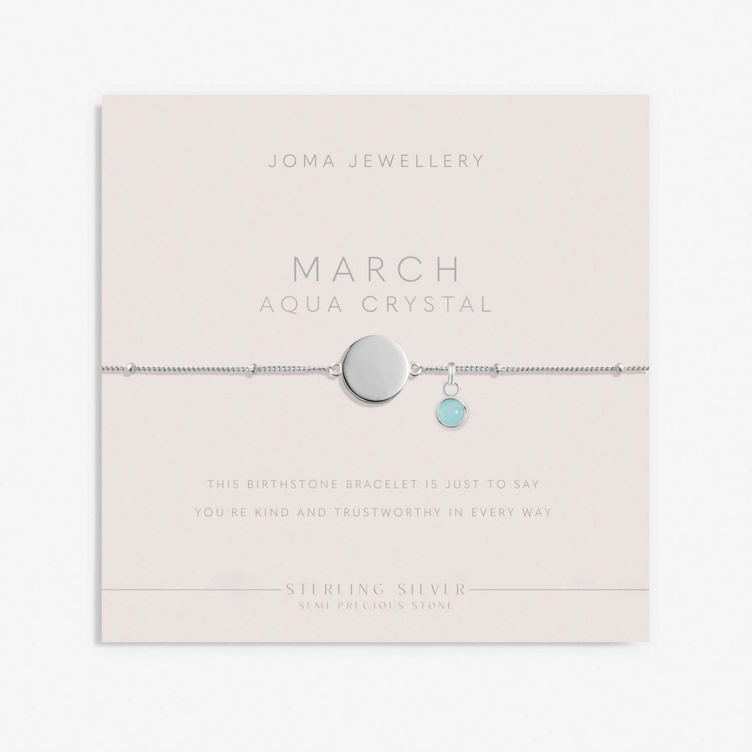 Sterling Silver Birthstone A Little March Bracelet JJS0084