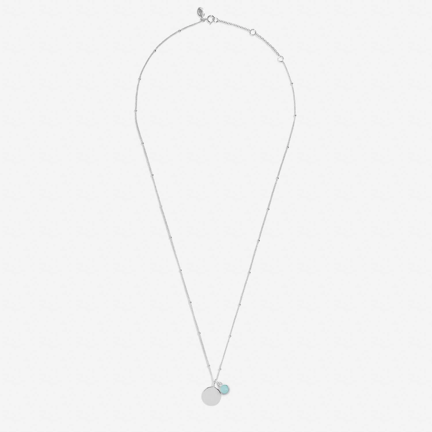 Sterling Silver Birthstone A Little March Necklace JJS0072