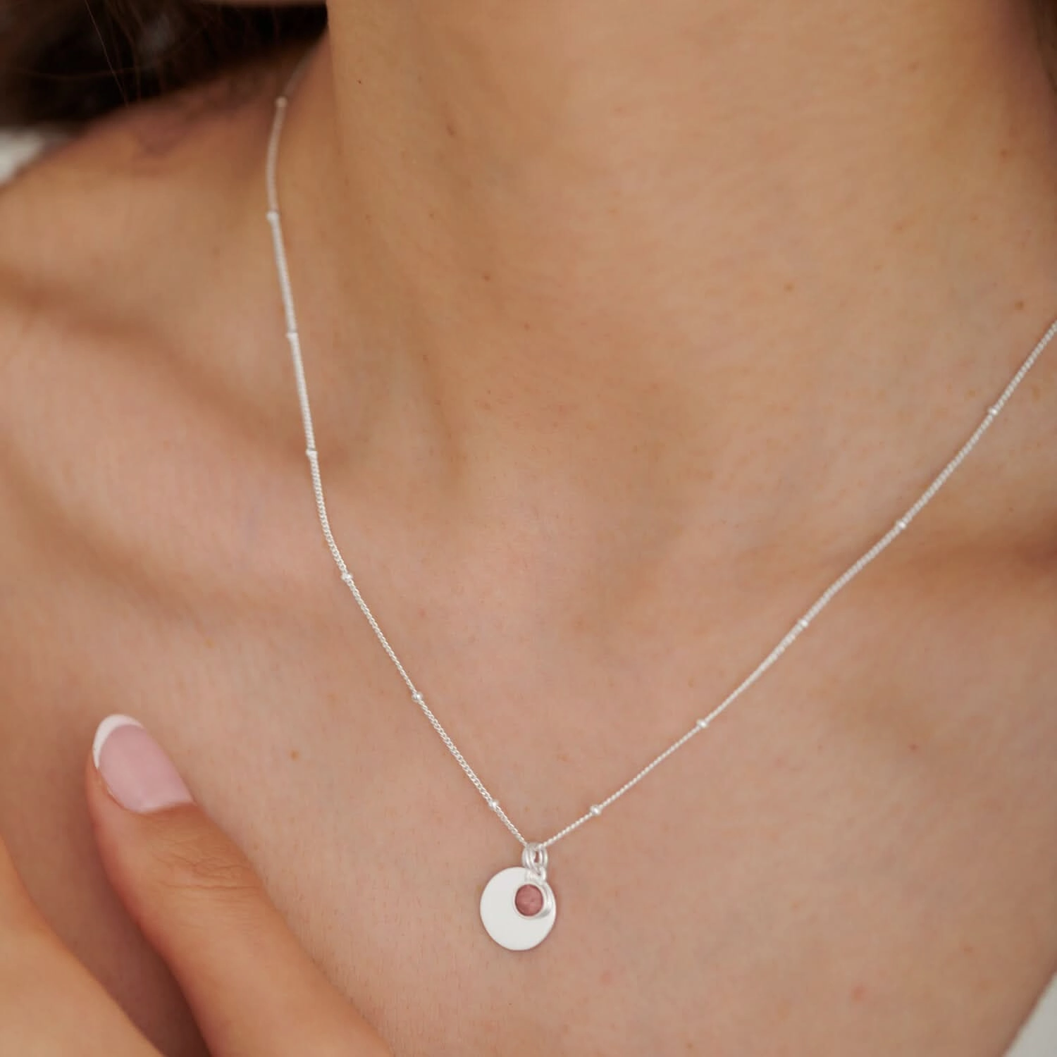 Sterling Silver Birthstone A Little October Necklace JJS0079