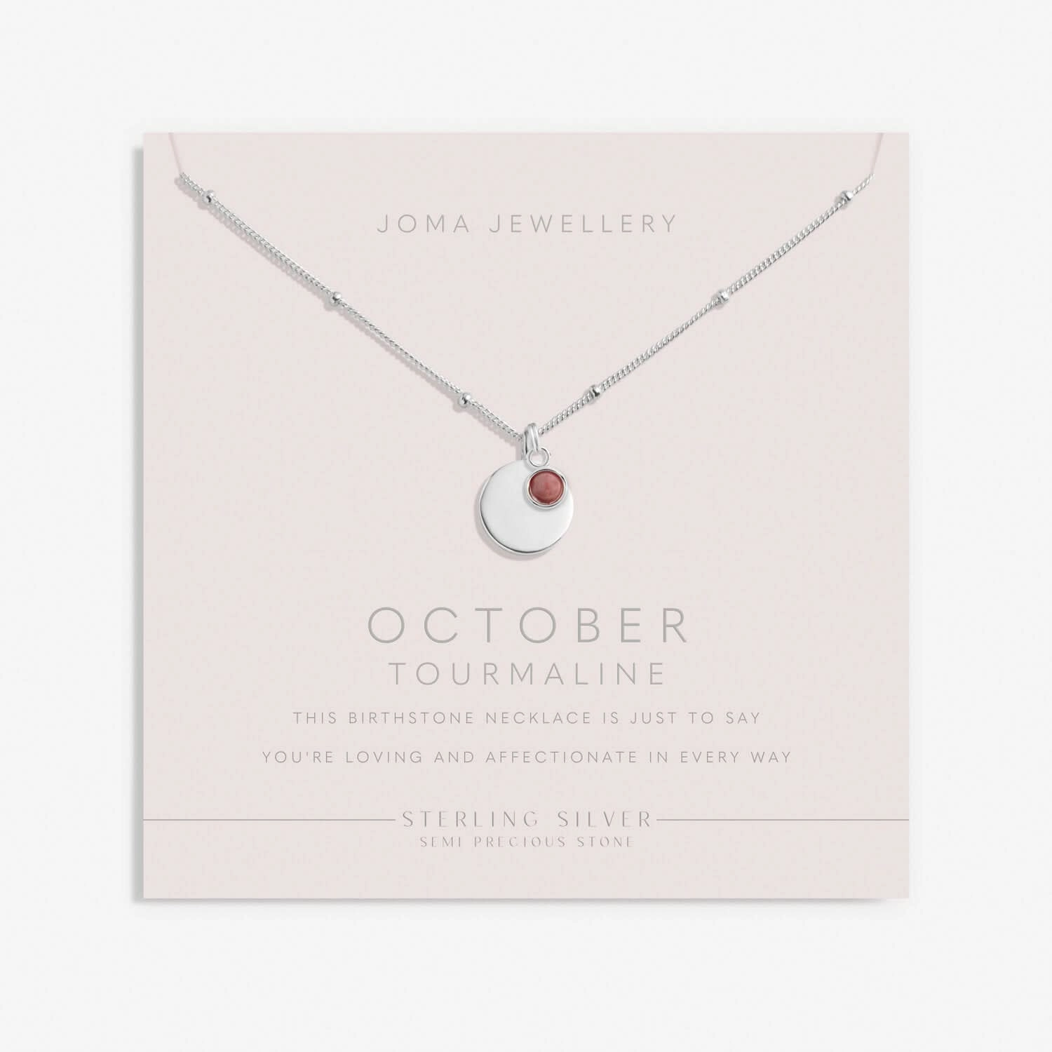 Sterling Silver Birthstone A Little October Necklace JJS0079