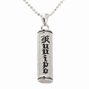 Sterling Silver Black Enamel KUUIPO (Sweetheart) Tube Pendant (Chain Sold Separately)