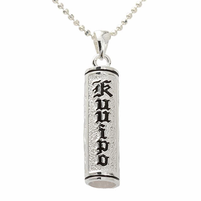 Sterling Silver Black Enamel KUUIPO (Sweetheart) Tube Pendant (Chain Sold Separately)