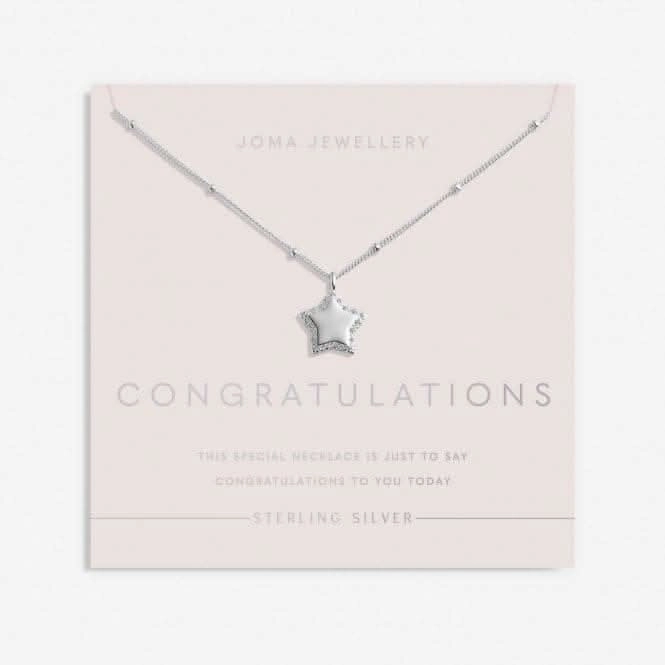 Sterling Silver Congratulations Star Pave 46cm   5cm Necklace JJS0019
