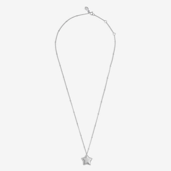 Sterling Silver Congratulations Star Pave 46cm   5cm Necklace JJS0019