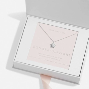 Sterling Silver Congratulations Star Pave 46cm   5cm Necklace JJS0019