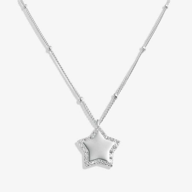 Sterling Silver Congratulations Star Pave 46cm   5cm Necklace JJS0019
