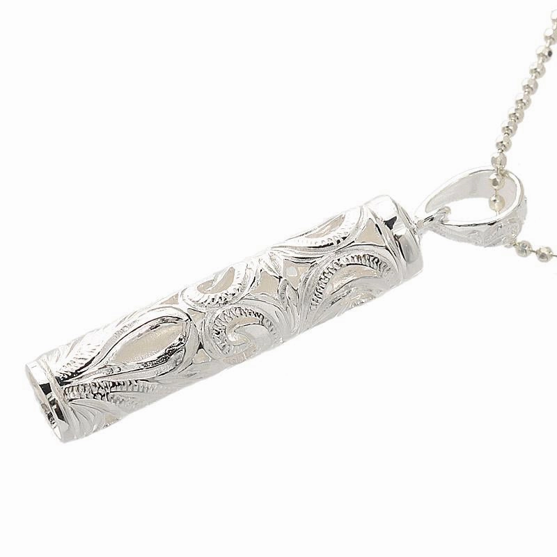 Sterling Silver Cut Out Hawaiian Scroll Tube Pendant (Chain Sold Separately)
