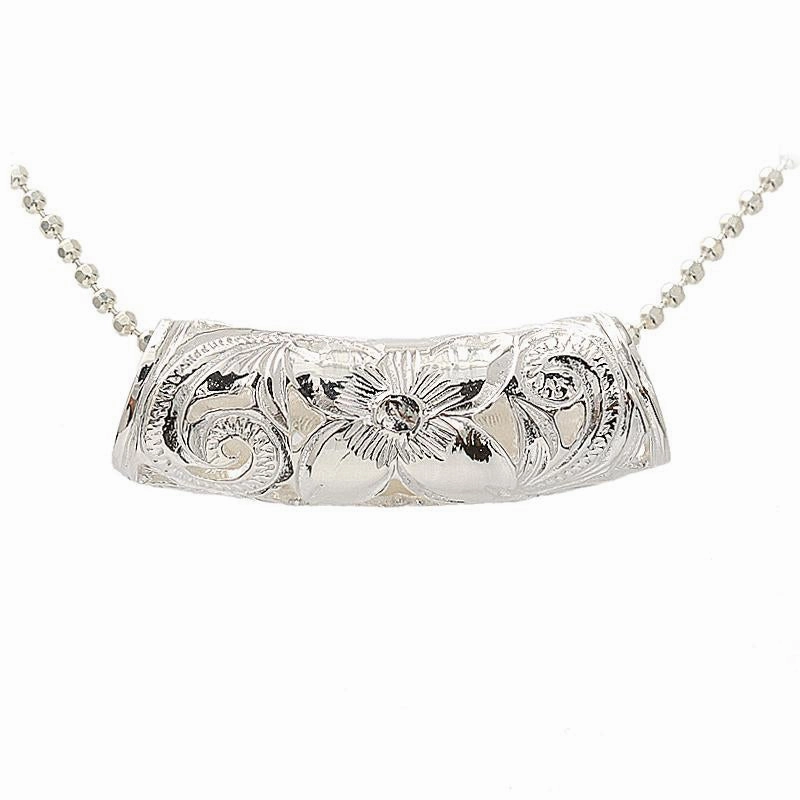 Sterling Silver Cut Out Hawaiian Scroll Tube Slider Pendant (Chain Sold Separately)