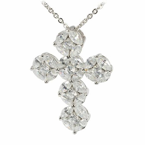Sterling Silver CZ Inlay Cross Pendant (Chain Sold Separately)