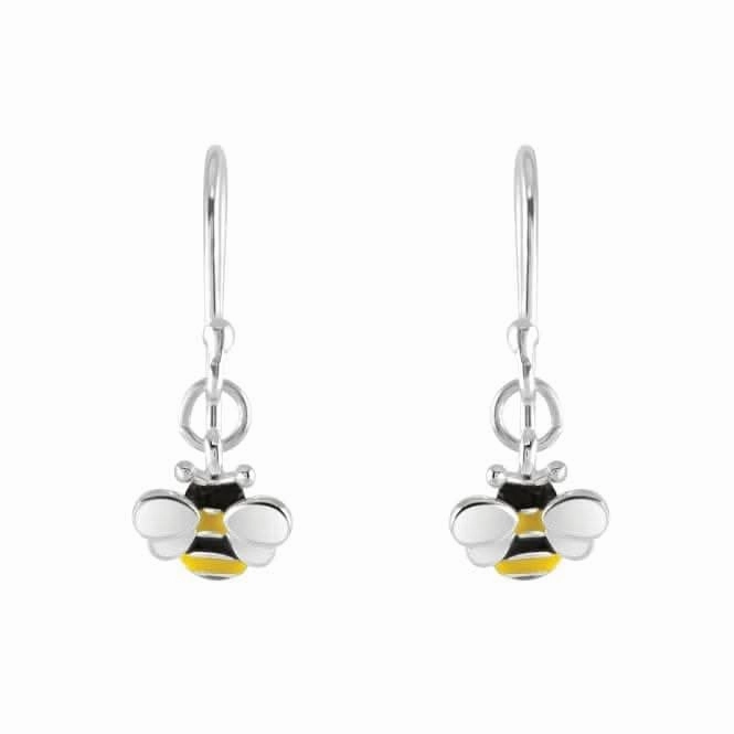 Sterling Silver Dinky Bee Enamel Drop Earrings 5559ME