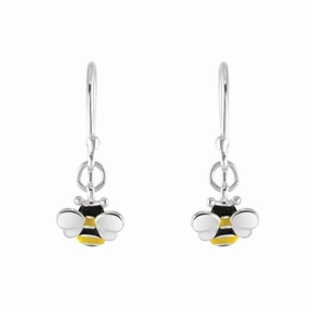Sterling Silver Dinky Bee Enamel Drop Earrings 5559ME