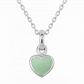 Sterling Silver Dinky Green Mother of Pearl Heart Pendant 90632GMP