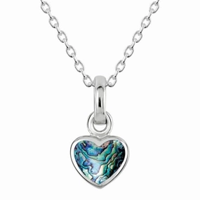 Sterling Silver Dinky Paua Shell Heart Pendant 90632PA