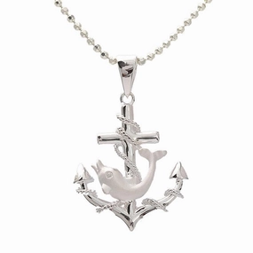 Sterling Silver Dolphin Anchor Pendant (Chain Sold Separately)