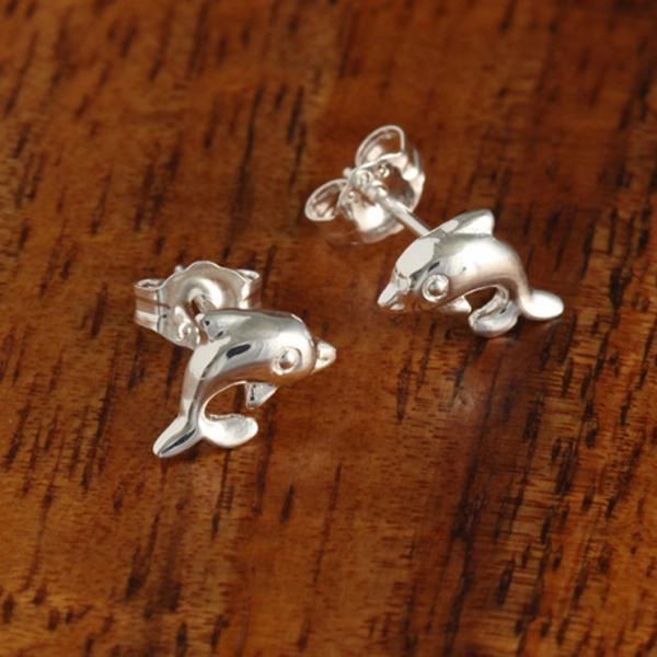 Sterling Silver Dolphin Post Earrings (S/M/L)
