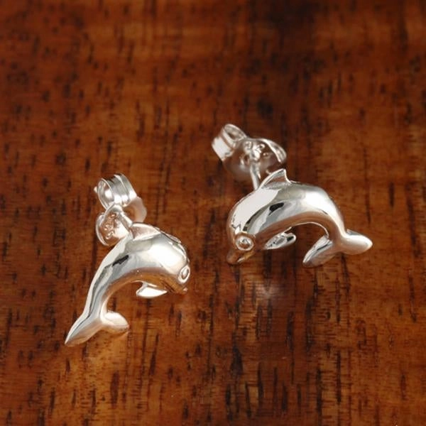 Sterling Silver Dolphin Post Earrings (S/M/L)