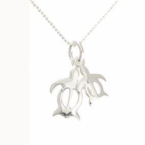 Sterling Silver Double Honu (Hawaiian Turtle) Pendant (Chain Sold Separately)